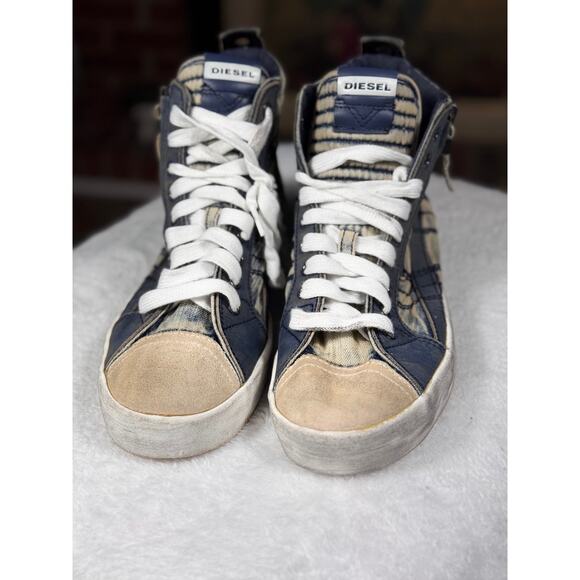 Diesel D-Velows Mid Lace Denim Distressed High Top Sneakers Men’s 9.5 Y2K Grunge main image 9